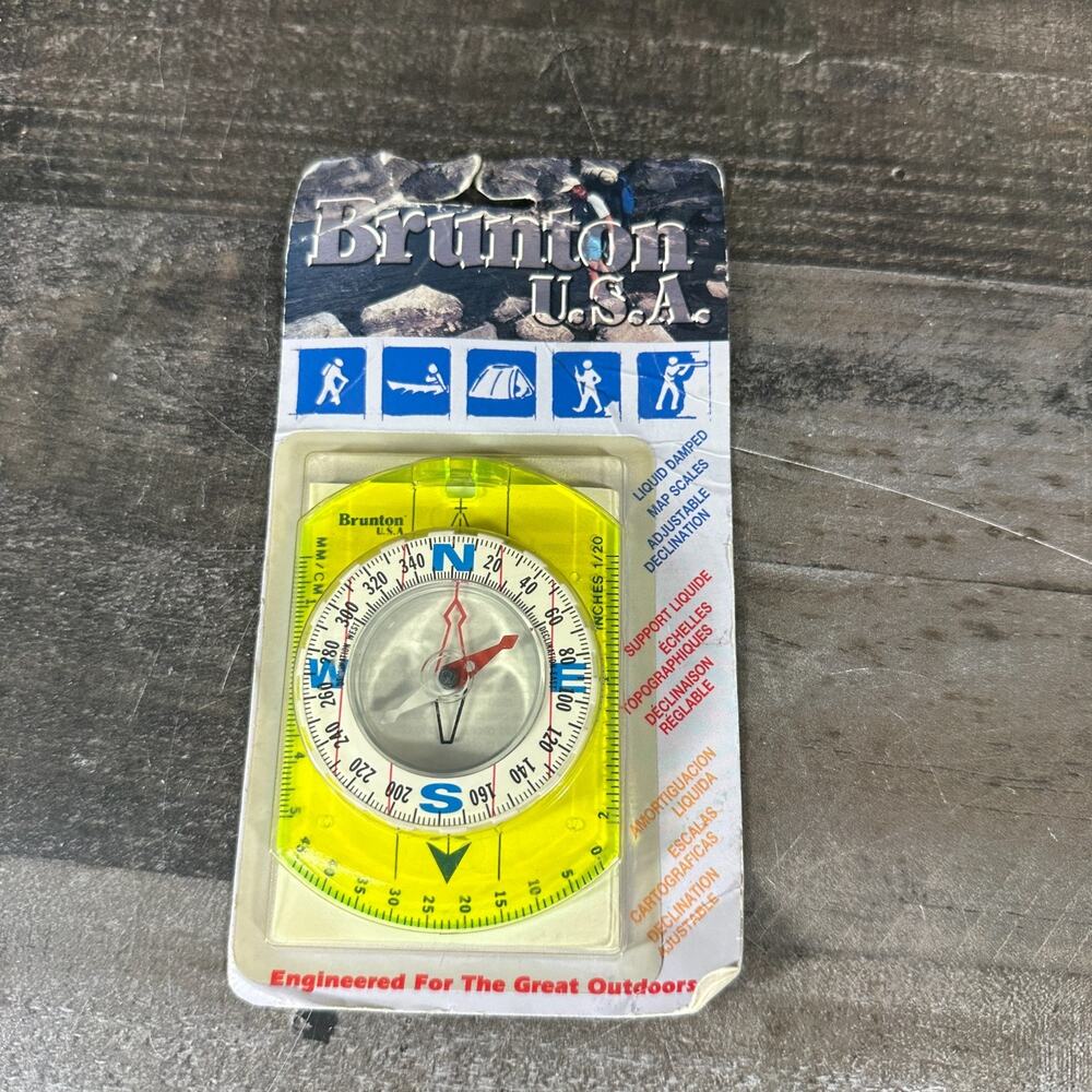Brunton USA 9020G Compass Liquid Filled Survival Backpacking Hunting Hiking NOS